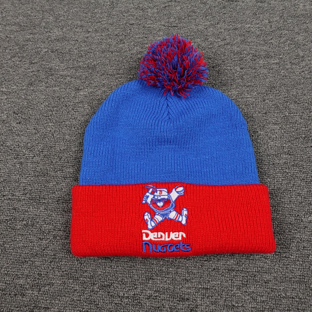 Denver Nuggets Hat Beanie Mens One Size Blue Red NBA Basketball Pom Knit